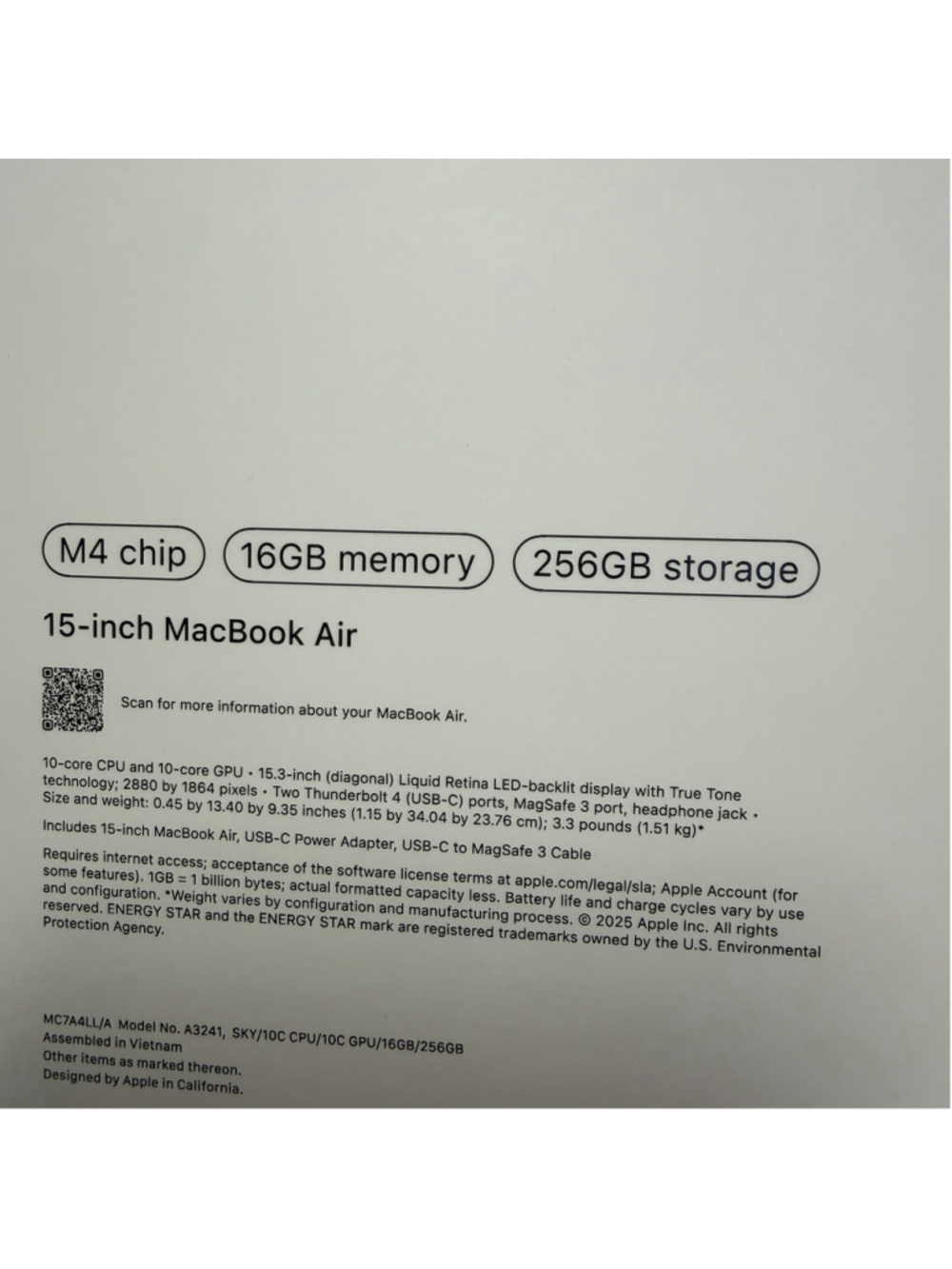 2025 Apple MacBook Air 15” M4 16GB 256GB Sky Blue MC7A4LL/A NEW SEALED - Picture 2 of 9